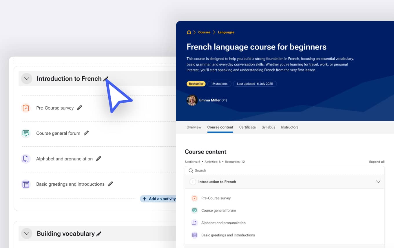 Automatically generated course pages