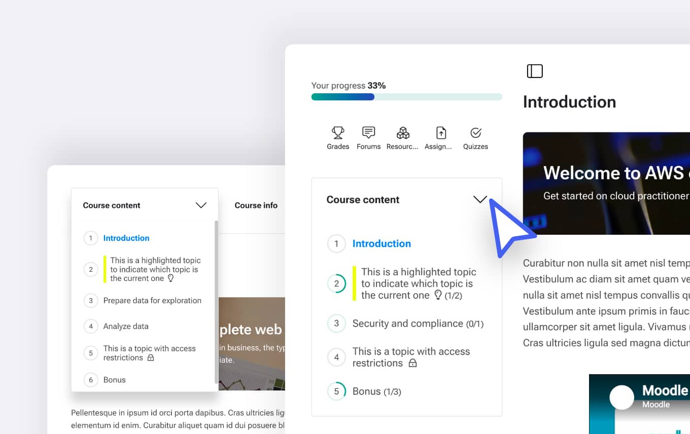 Ready-made course homepage layouts