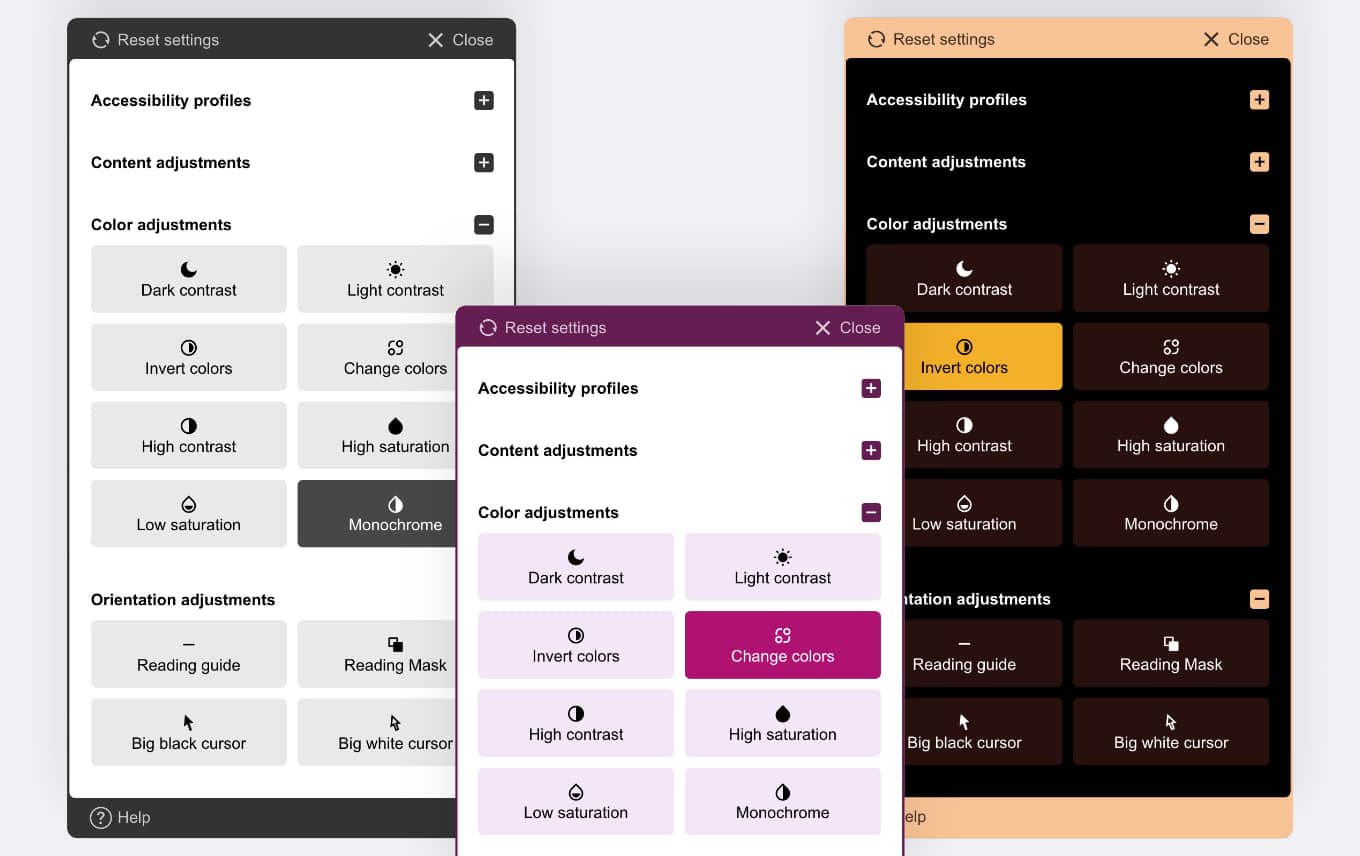Dark mode and color adjustments