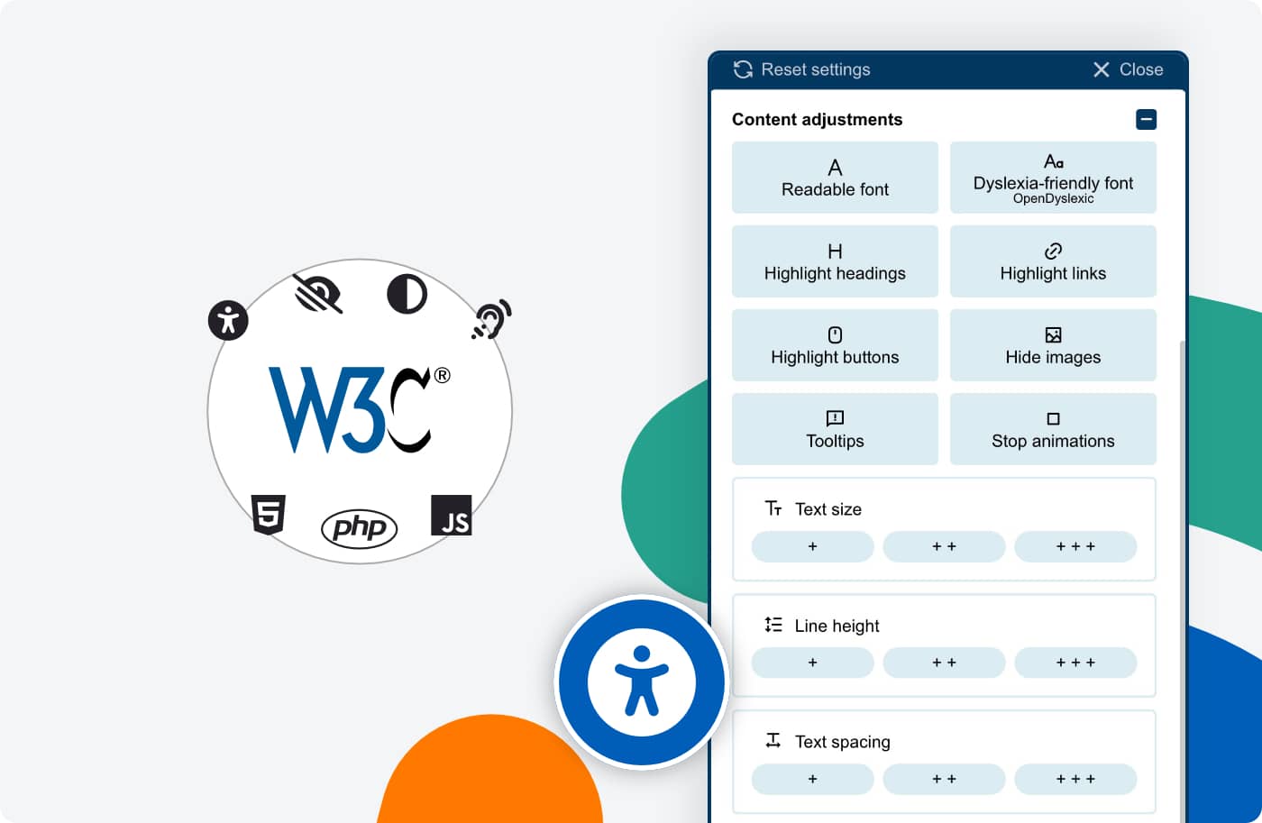 Web accessibility widget for Moodle